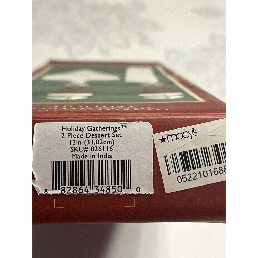 2 Pc Set Lenox Holiday Gatherings Cake Knife + Cake Server Stainless New in Box